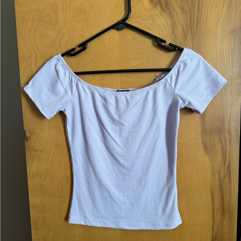 Small Purple off-shoulder Crop Top